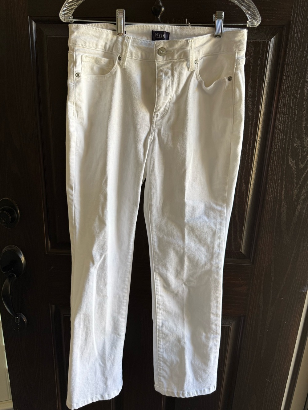 NYDJ White Cropped Straight-Leg Jeans